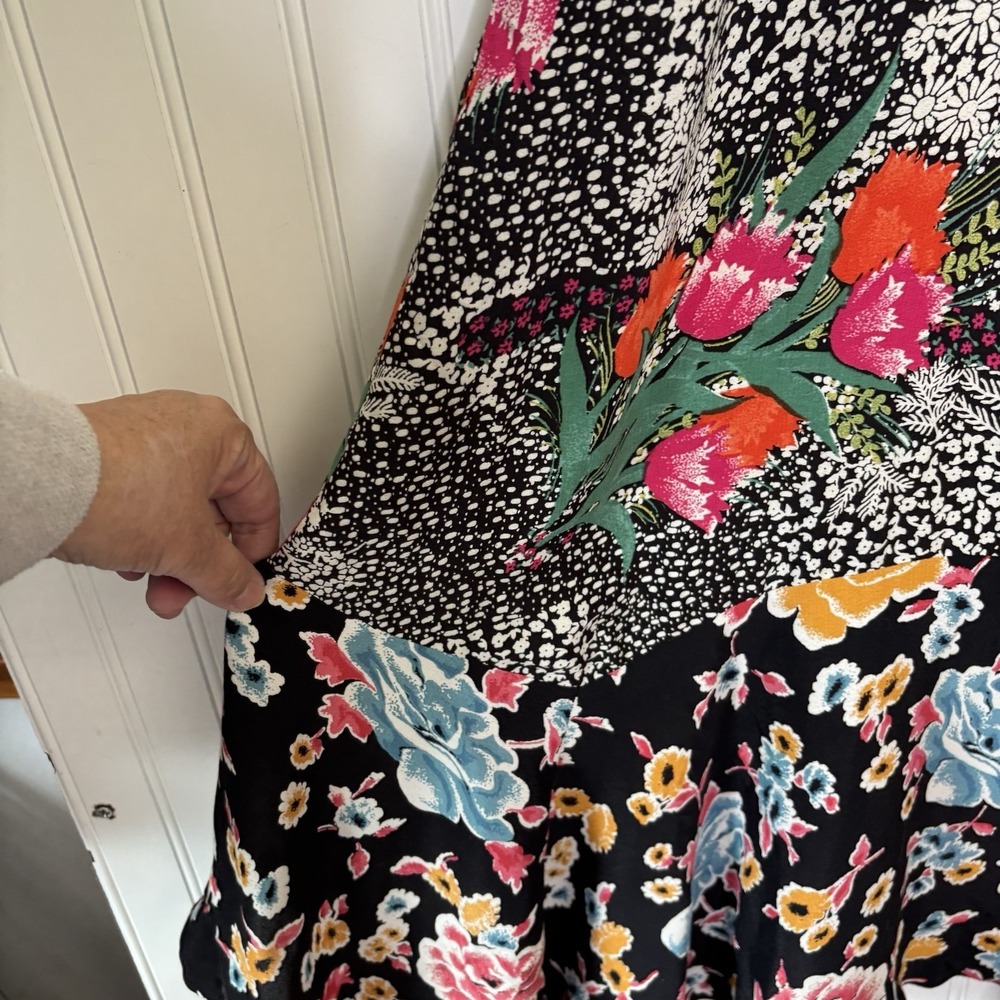 Anthropologie Maeve Violette Mixed Black Floral Midi Tank Dress 8 US/12 UK Boho - Picture 8 of 15